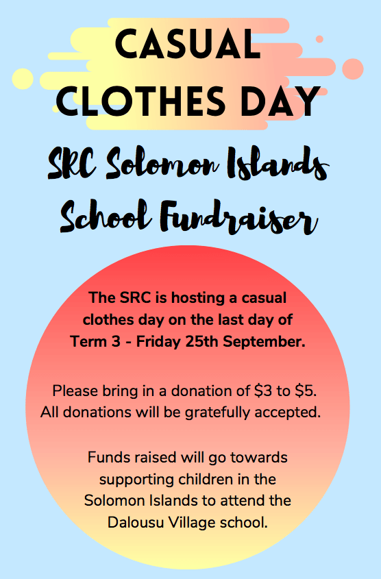 SRC Fundraiser for the Solomon Islands – Casual Day – Unley Primary School  News