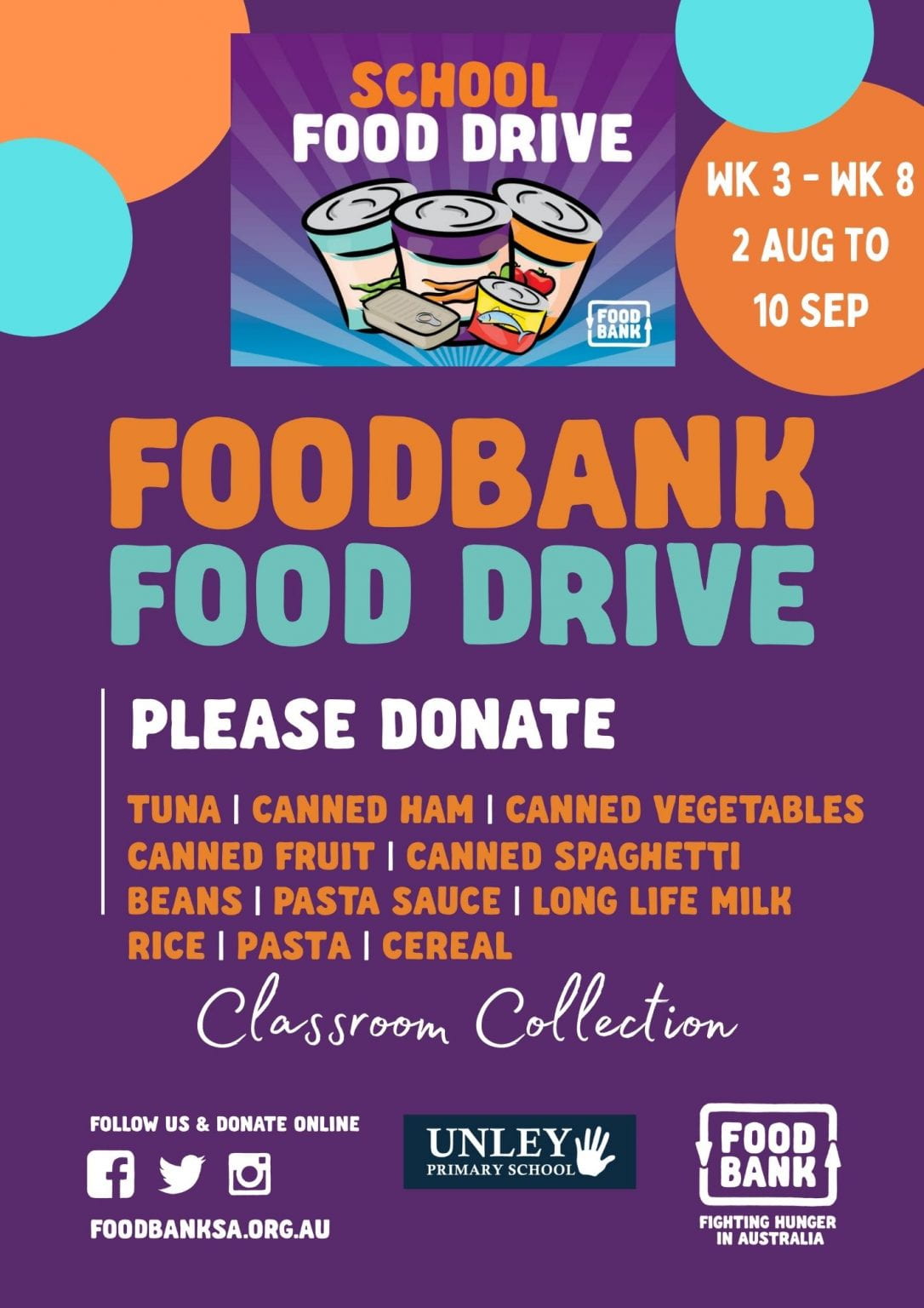 Foodbank Food Drive at UPS – Unley Primary School News