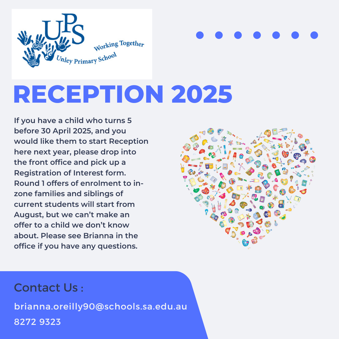 Reception Intake 2025 – Unley Primary School News